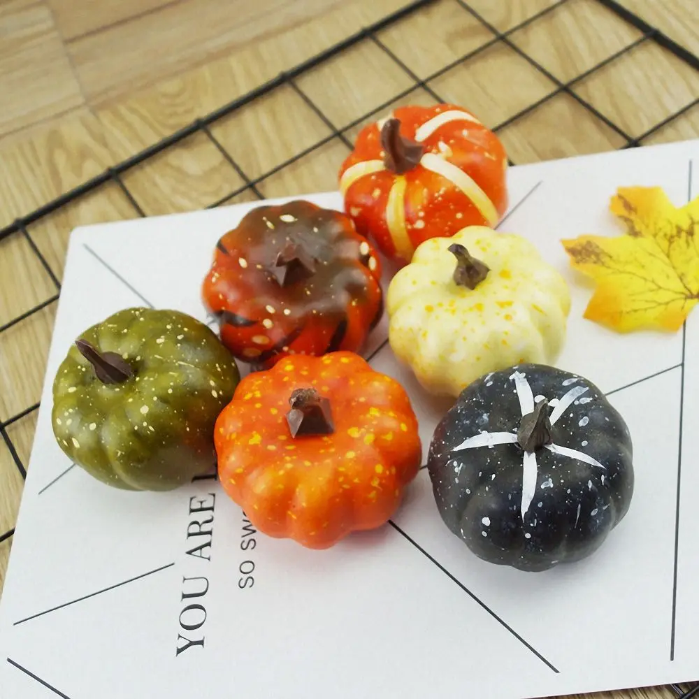 6Pcs Mini Artificial Pumpkin Fake Simulation Vegetabl Halloween Decoration for Home Halloween Props DIY Craft Pumkin Decoration