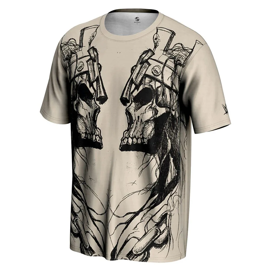 Фото Мужская футболка Tan Triple H Skull King Mirror, простая и модная, в стиле хип-хоп, свободного кроя, дышащая, подходит для занятий спортом на открытом воздухе №4