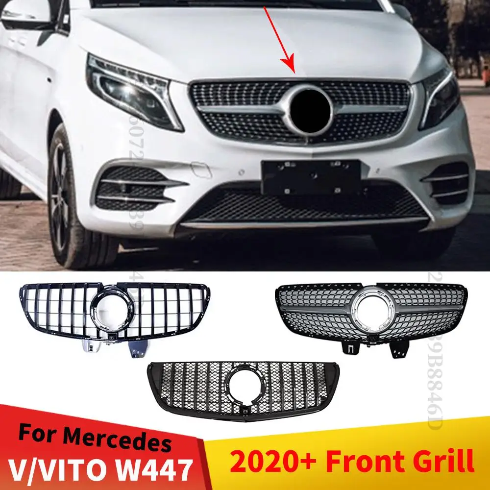 

Средняя сетка, спортивный передний Впускной решетчатый бампер, решетка для Mercedes Benz Vito V W447 GT Diamond 2020-2022 V250 V260, настройка Facelift