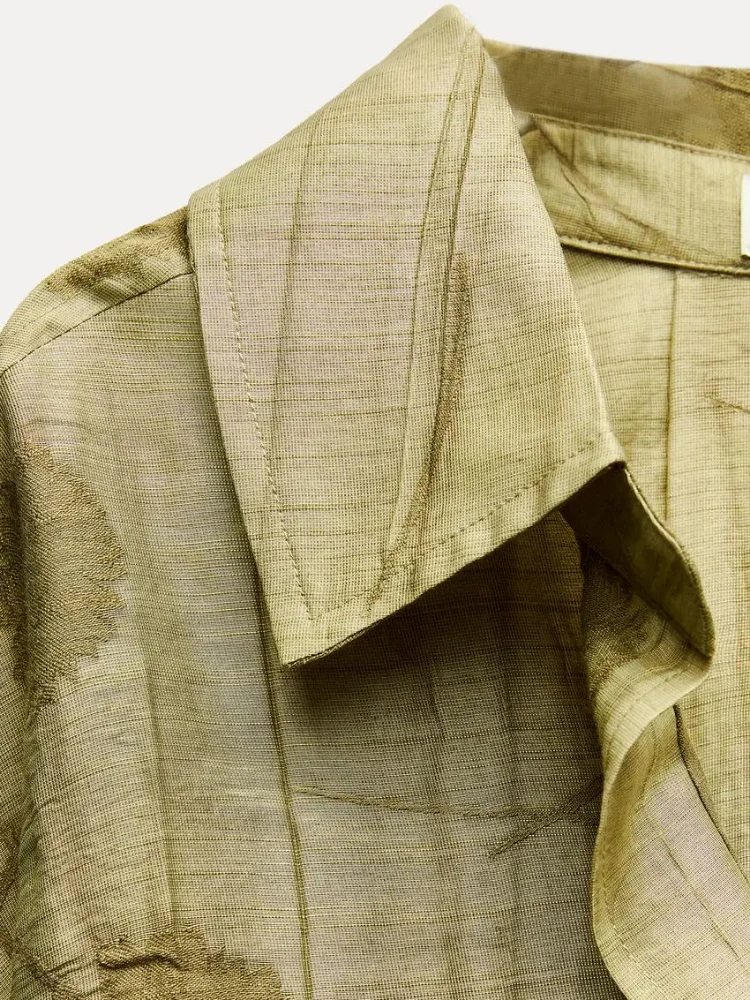 Zbza Женская Жаккардовая Рубашка Большого Размера И Комплект Широких Брюк С