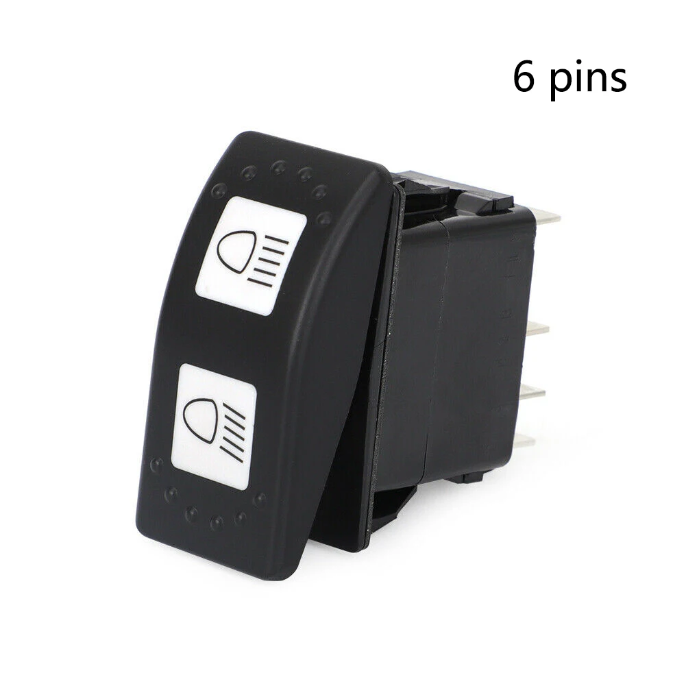 

6 Pin Light Switch For Ship Yacht RV Black ABS Plastic High/Low Light Switch Dual Blue LED Backlit Switches Accessories