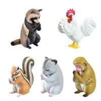 praying animals unlucky sad frog gashapon toys squirrel hamster monkey raccoon rooster creative model ornament toys