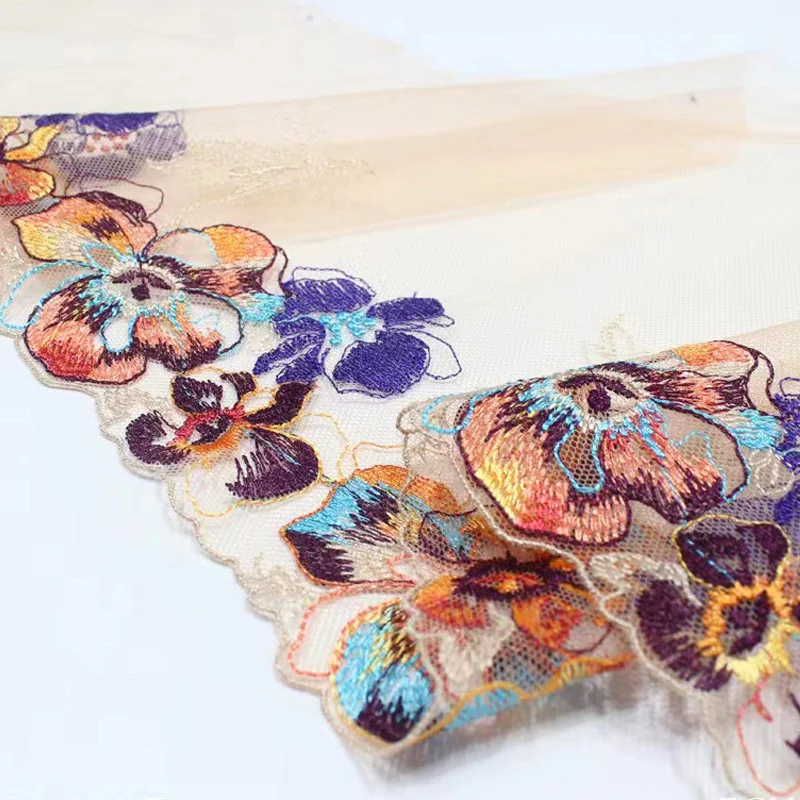 Вышитое нейлоновое кружево из полиэстера с красочным узором Marle для украшения