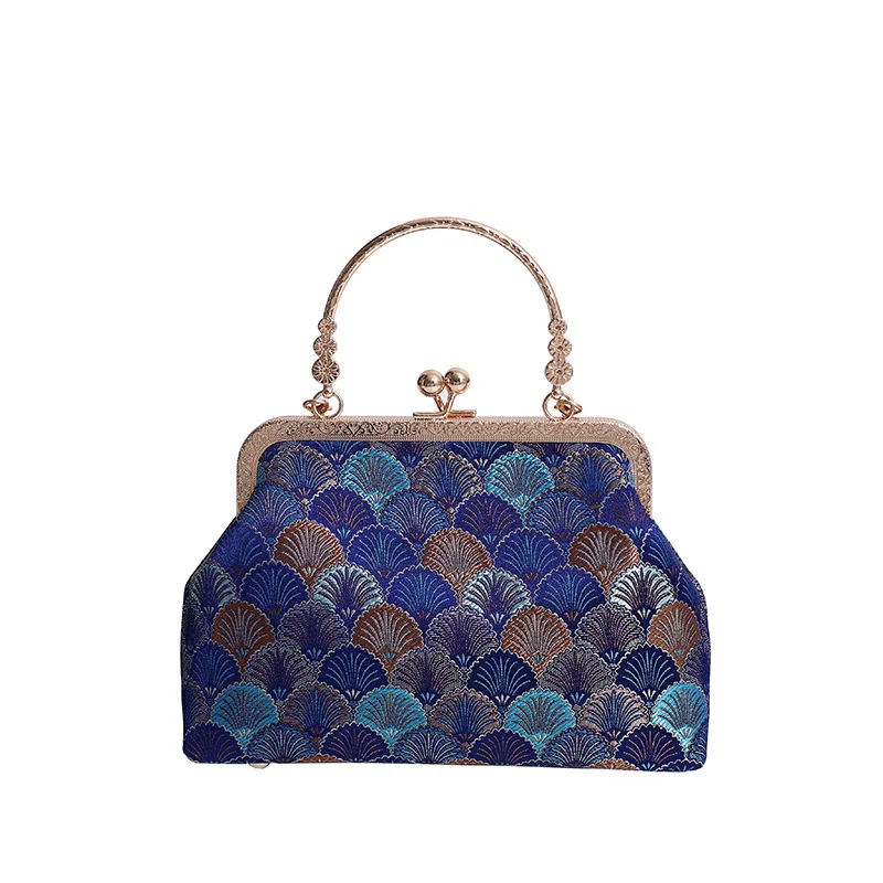 

Elegant Clip Handbag Chinese Cheongsam Bag Women's Hand Carry Evening Party Cosmetic Bag Shell Bag
