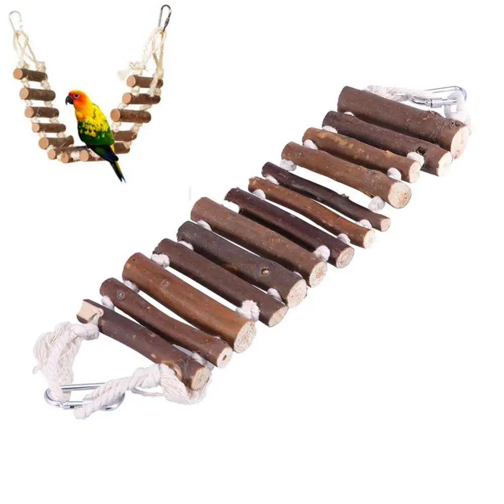

Toy Cage Decor Wooden Pet Bird Parrot Rope Ladder Suspension Bridge Swing Hang Cage Decor