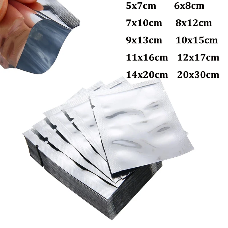 

100pcs~10pcs Silver Vacuum Sealer Aluminum Foil Bags Storage Pouches For Home Kitchen Tools