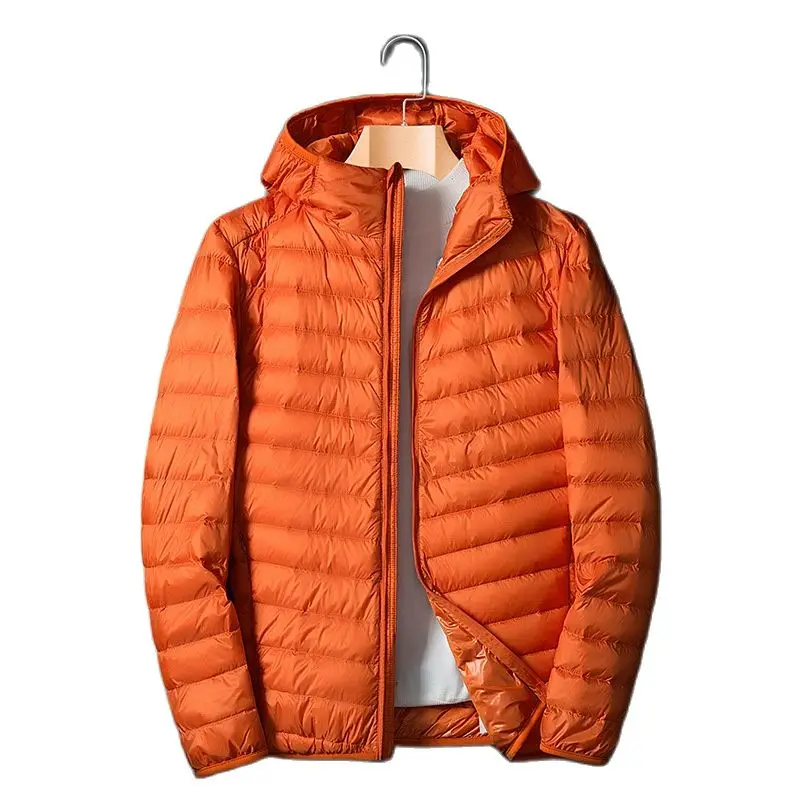 Lightweight White Duck Down Jackets Men Winter New Thermal Stand Collar Zipper Coat Fashion Casual Slim Fit Light Warm Overcoat