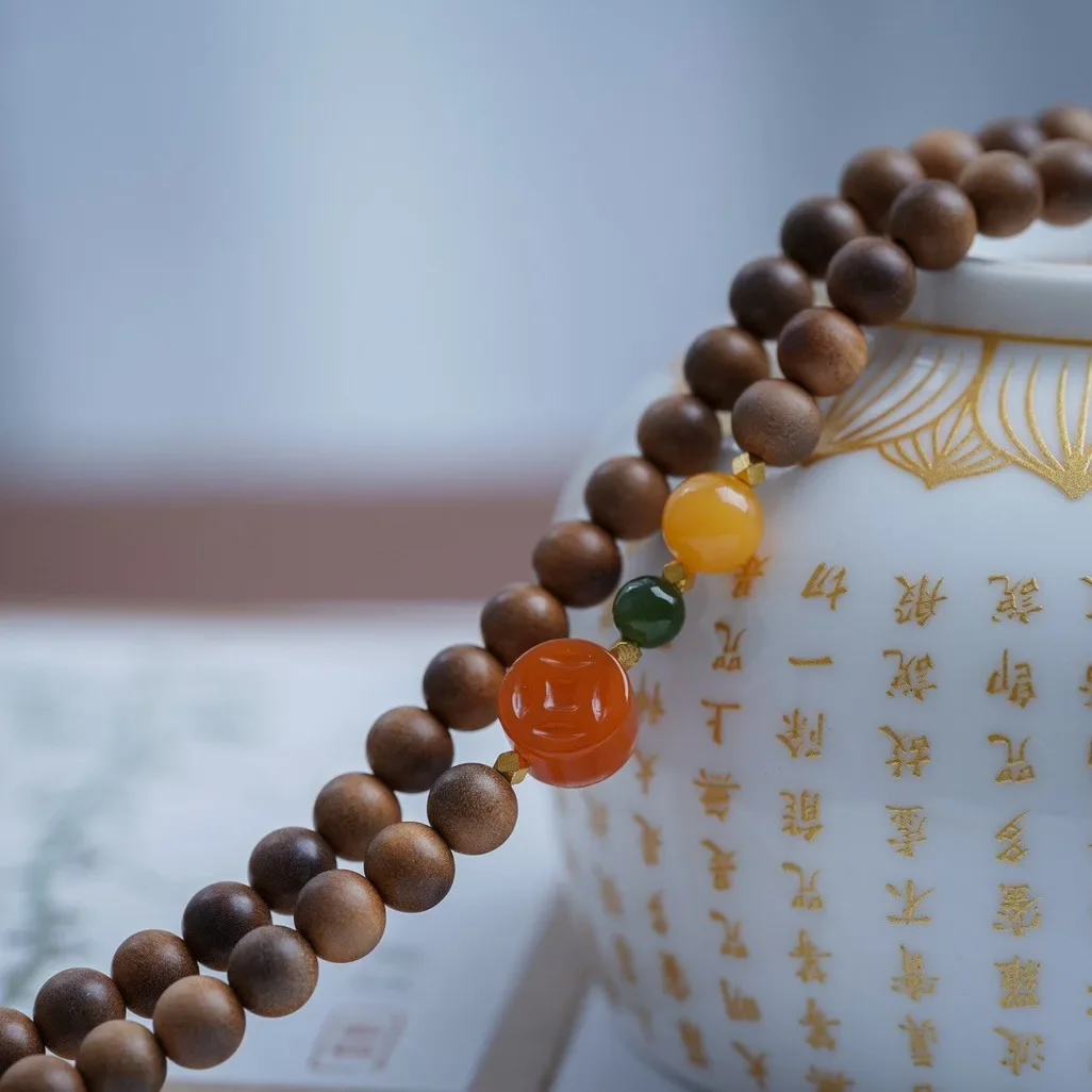 Ожерелье из нефрита Heitanshu 0 6 с порошком лотоса и воском Quan Ying красный браслет Old