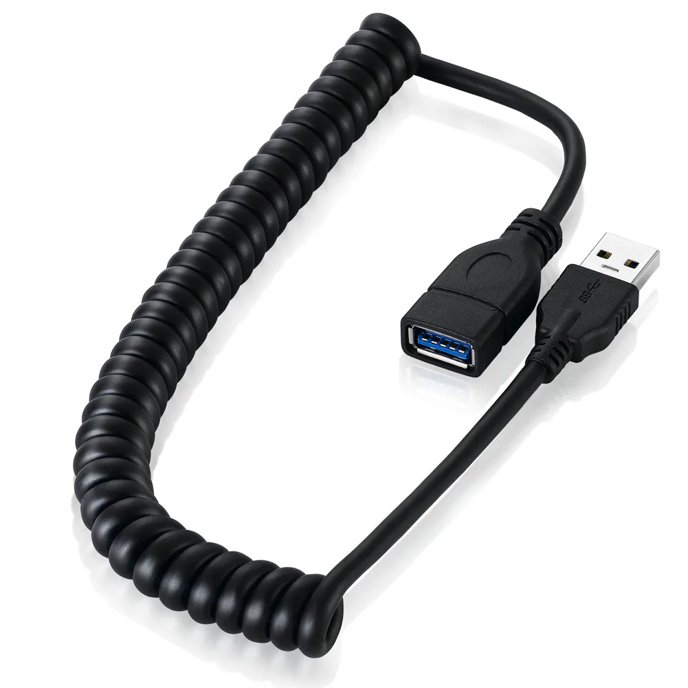 Эластичный спиральный Удлинительный кабель Bochara USB 3 0 штекер-гнездо M/F 9 + 1 медный