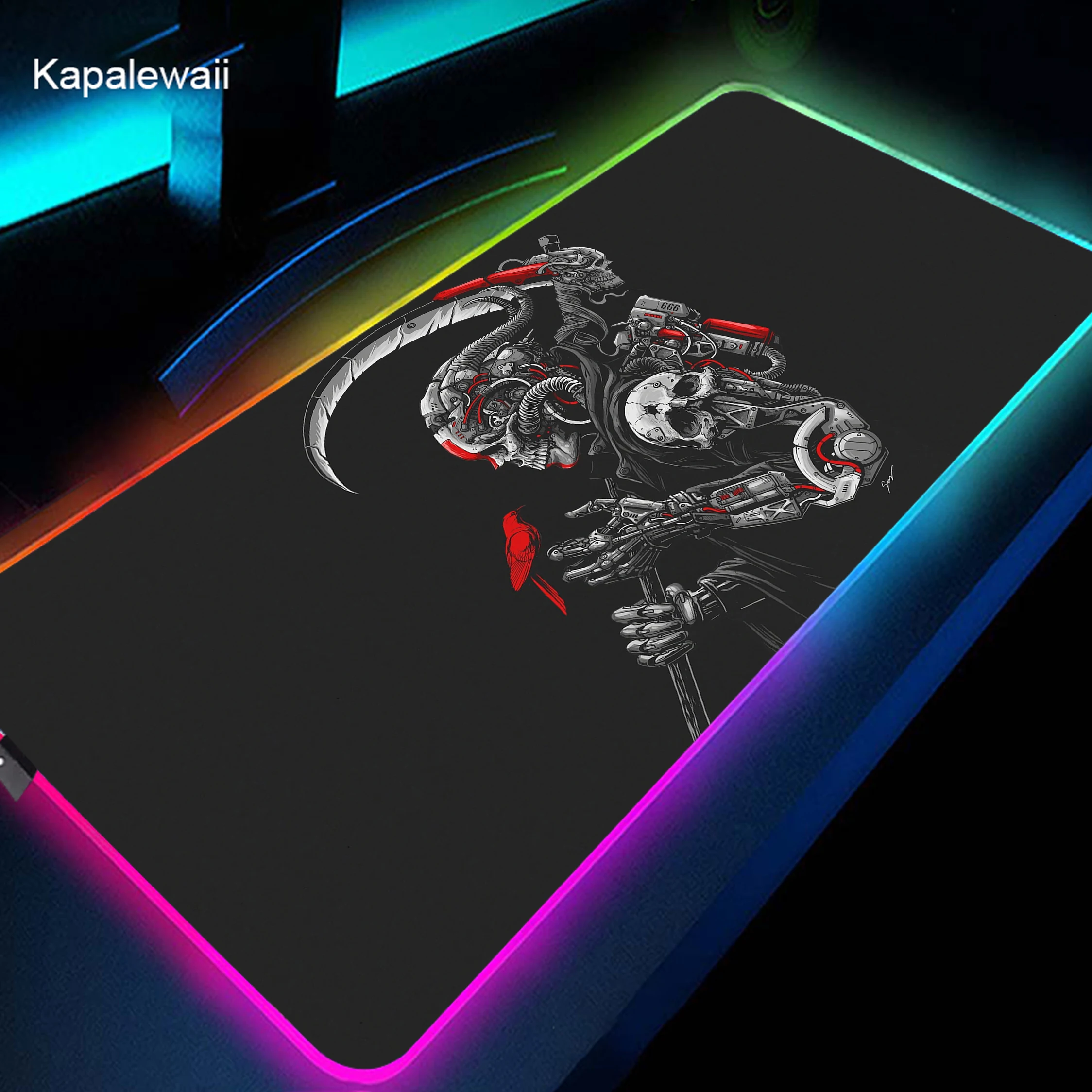 

Компьютерный коврик для мыши, игровые настольные коврики RGB, большой черный и белый цвет, подсветка, коврик для мыши, милая клавиатура, ПК