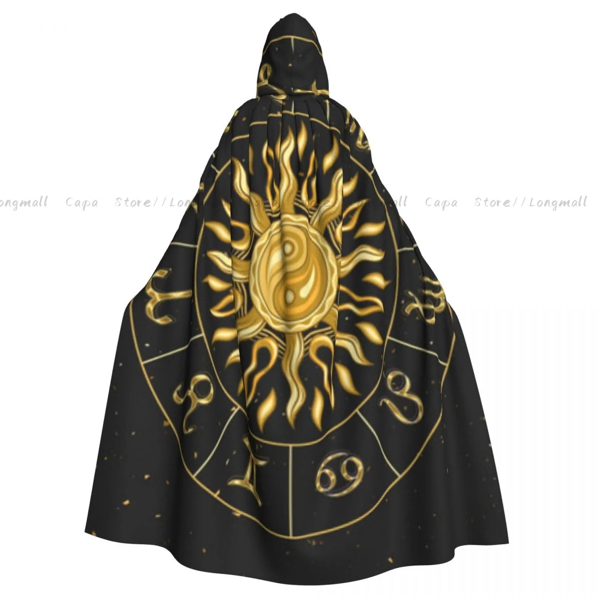 Колесо гороскопа с золотыми блестящими знаками Зодиака накидка капюшоном для