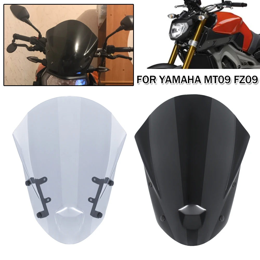 

Motorcycle Windshield Pare-brise For Yamaha MT-09 FZ-09 2013 2014 2015 2016 MT FZ 09 Wind Screen Deflectors Visor With Bracket