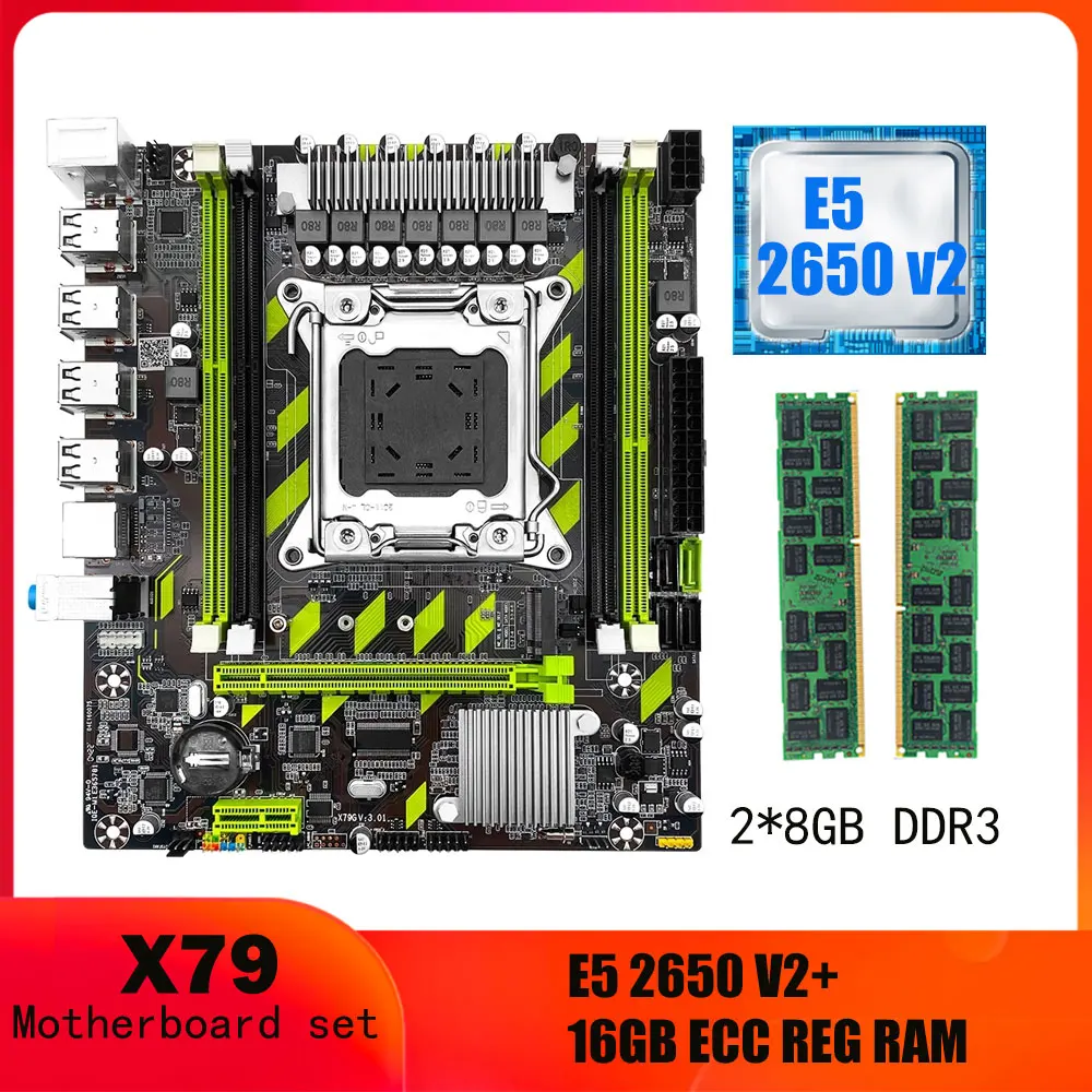 

Комплект материнской платы X79 с чипом LGA 2011, с E5 2650v2 и 2*8 ГБ = 16 ГБ DDR3 ECC REG, ОЗУ с поддержкой USB 3,0 NVME M.2 PCIE 16X LGA 2011