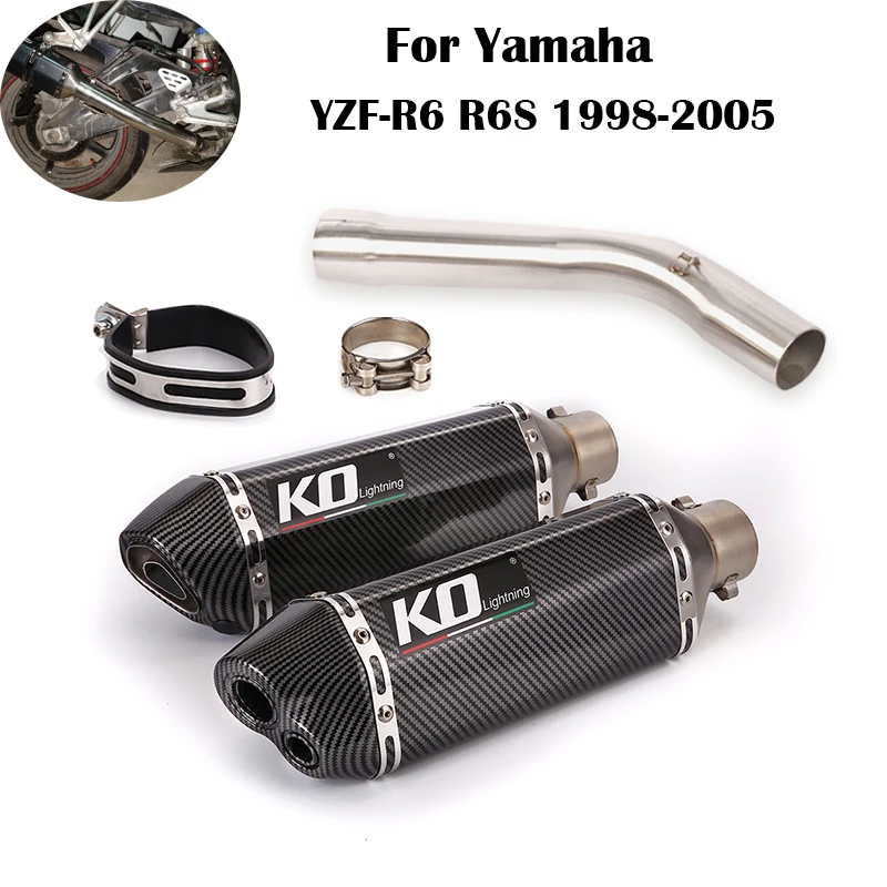 Выхлопная труба для мотоцикла Yamaha YZF-R6 R6S 1998-2005 51 мм