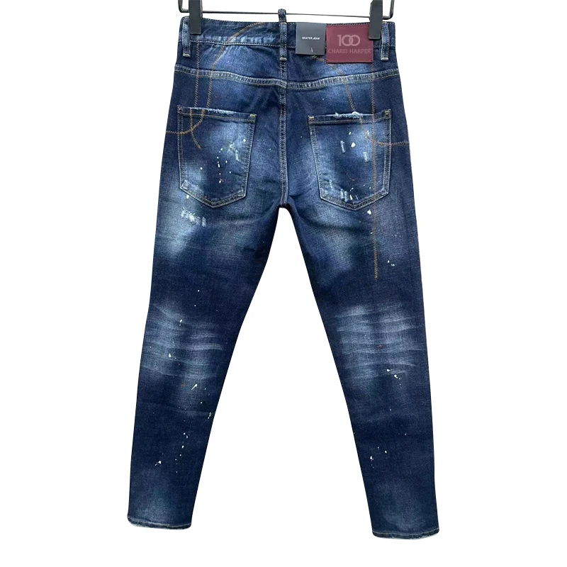 Мужские рваные джинсы chareiприменяемые в итальянском стиле c060 коллекция 100 года