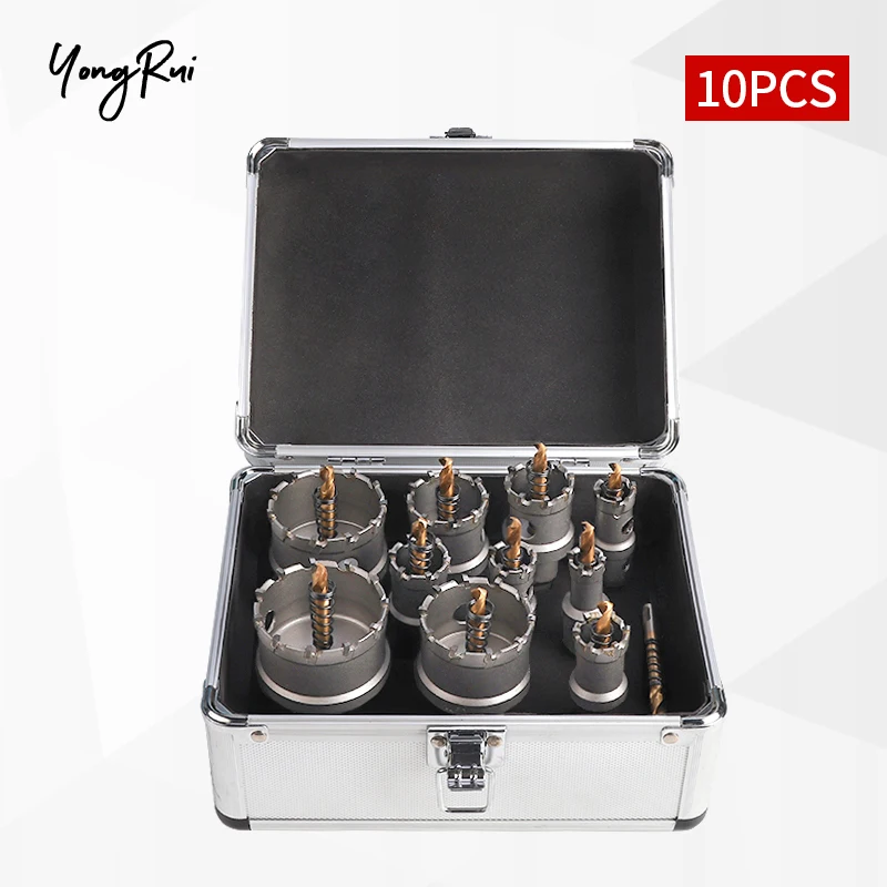 free shipping 10pcs/set 16-53mm TCT Hole Saw Drill Bit sets Alloy Carbide Cobalt Steel Cutter Stainless Steel Plate Iron Metal