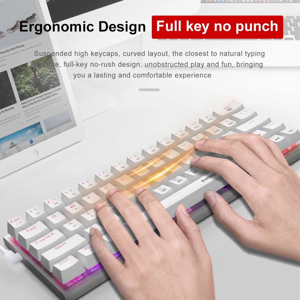 E-YOOSO Z22 RGB USB мини Механическая игровая клавиатура красный переключатель 63 клавиши