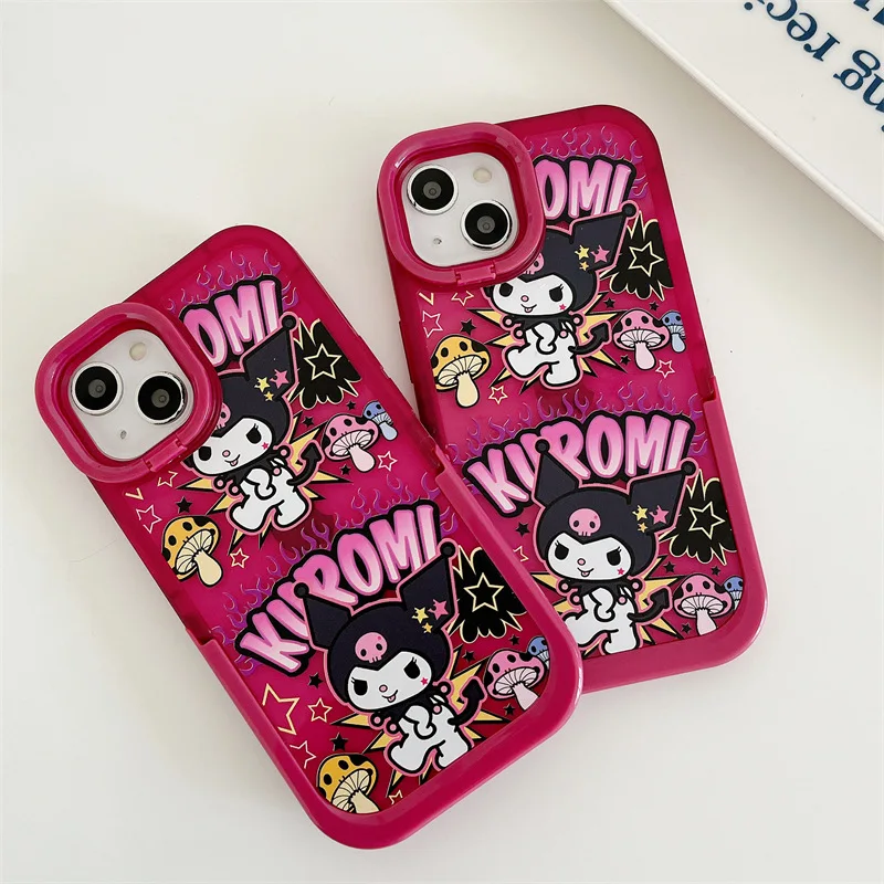 

Double Bracket Fashion Cute Cartoon Cool Rock Punk Kulomi Cover for IPhone 11 12 13 Pro Max Shockproof Phone Case IPhone 13 Case