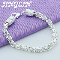 jinglin hot sale sterling silver jewelry chain bracelet for women silver hand chain bracelet men