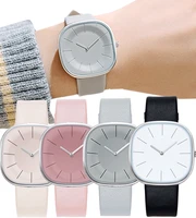 new simple square quartz wrist watch man women luxury imitation leather casual ladies couple watchs