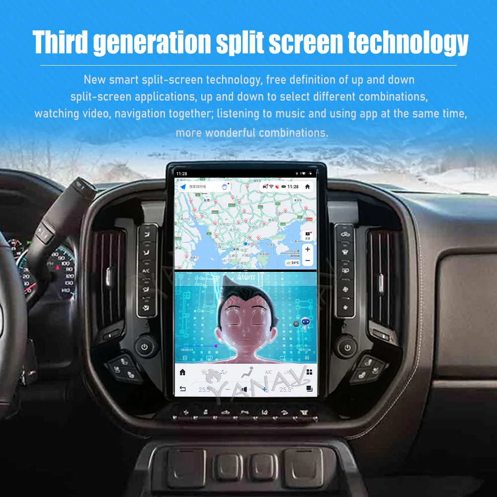 Android 11 Автомобильное радио для Chevrolet Silverado GMC Sierra 2013-2019 Tesla Screen Мультимедийный плеер GPS-навигация Беспроводной Carplay.