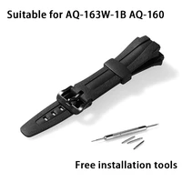 watch band replacement strap for aq 163w 1b aq 160 16mm black resin plastic wrist watchstrap with pins metal buckle