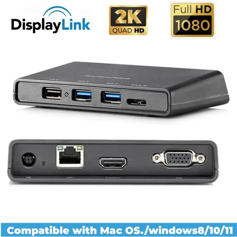 Док-станция для видеопреобразователя Displaylink, совместимая с USB 3,0, HDMI, RJ45 и USB