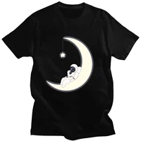 summer new cotton digging the moon printing funny mens o neck t shirts fashion tops nen t shirt cool unisex casual tee shirts