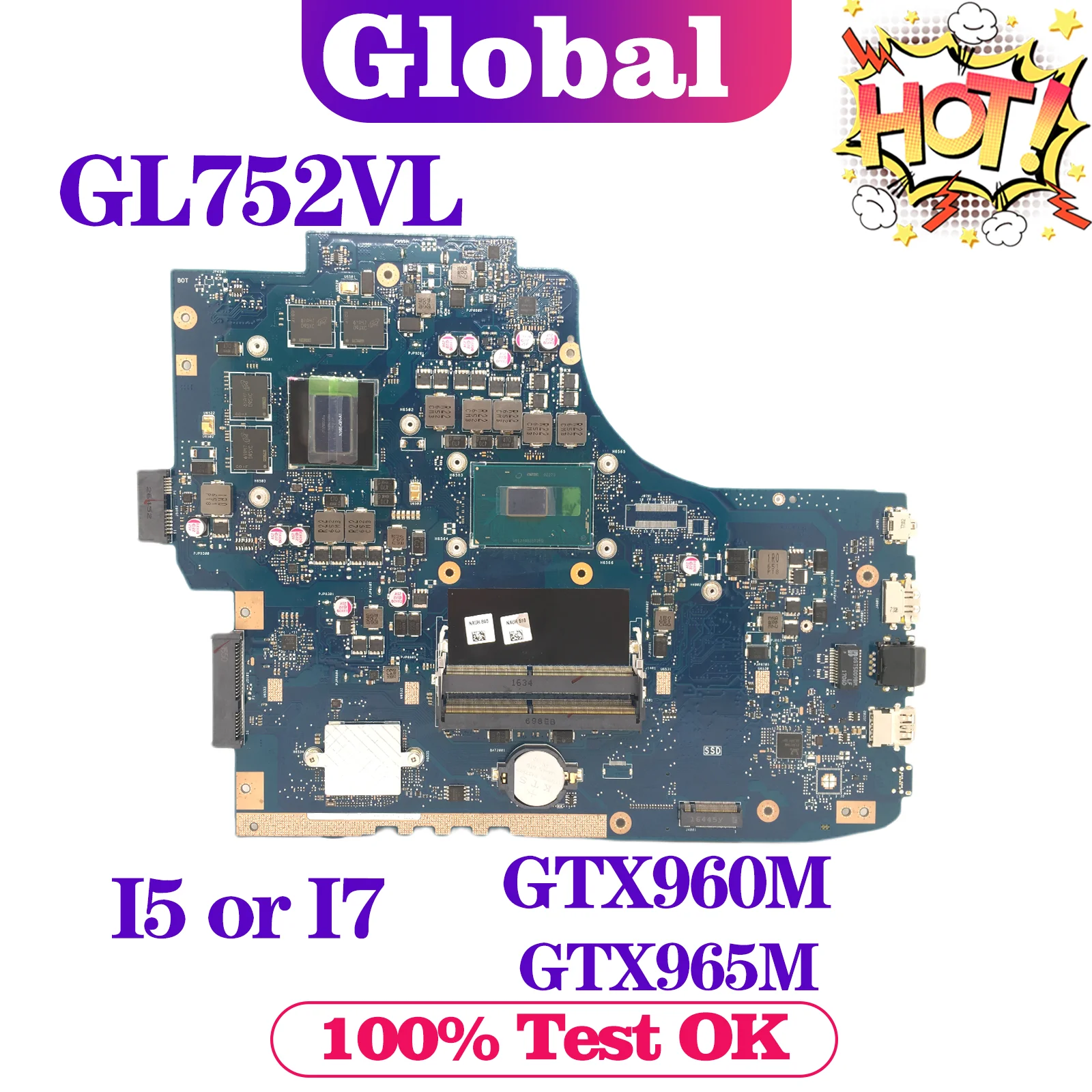 Материнская плата ASUS ROG GL752VL GL752VW GL752VWM GL752VLM ZX70V FX71PRO материнская для ноутбука I5-6300HQ