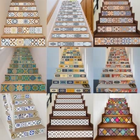 6pcs13pcs 3d moroccan style mosaic stair risers pvc sticker removable staircase stickers waterproof home decor stairway decals