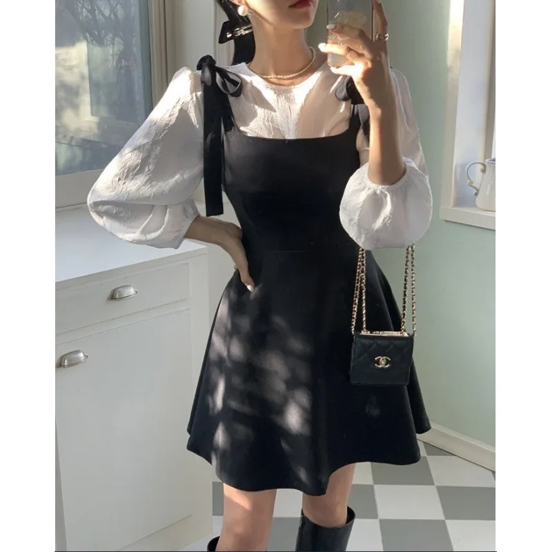 

Женское облегающее платье с бантом на бретелях, новая весенняя короткая юбка, трапециевидная юбка, 2023