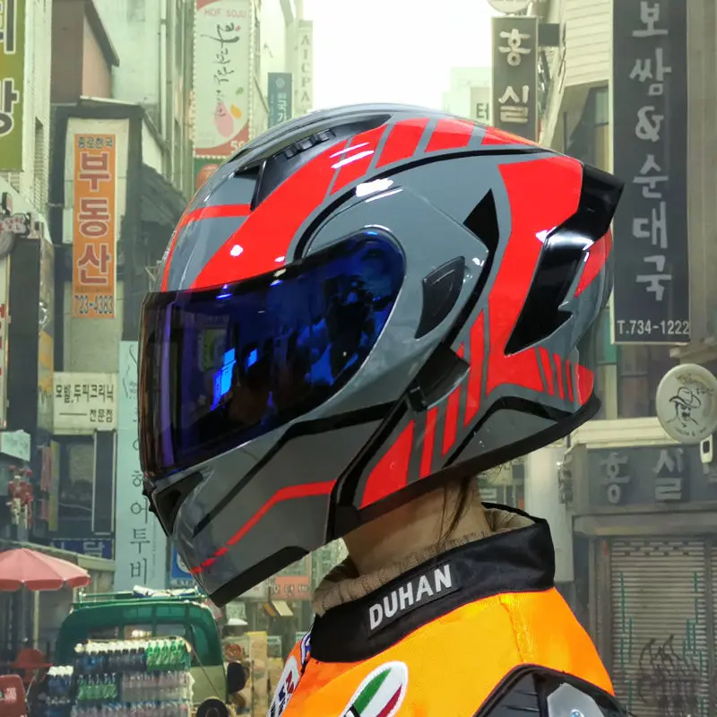 

Motorcycle helmets Double Visors Modular Flip Up helmet DOT approved Full face casque moto racing Motocross helmet