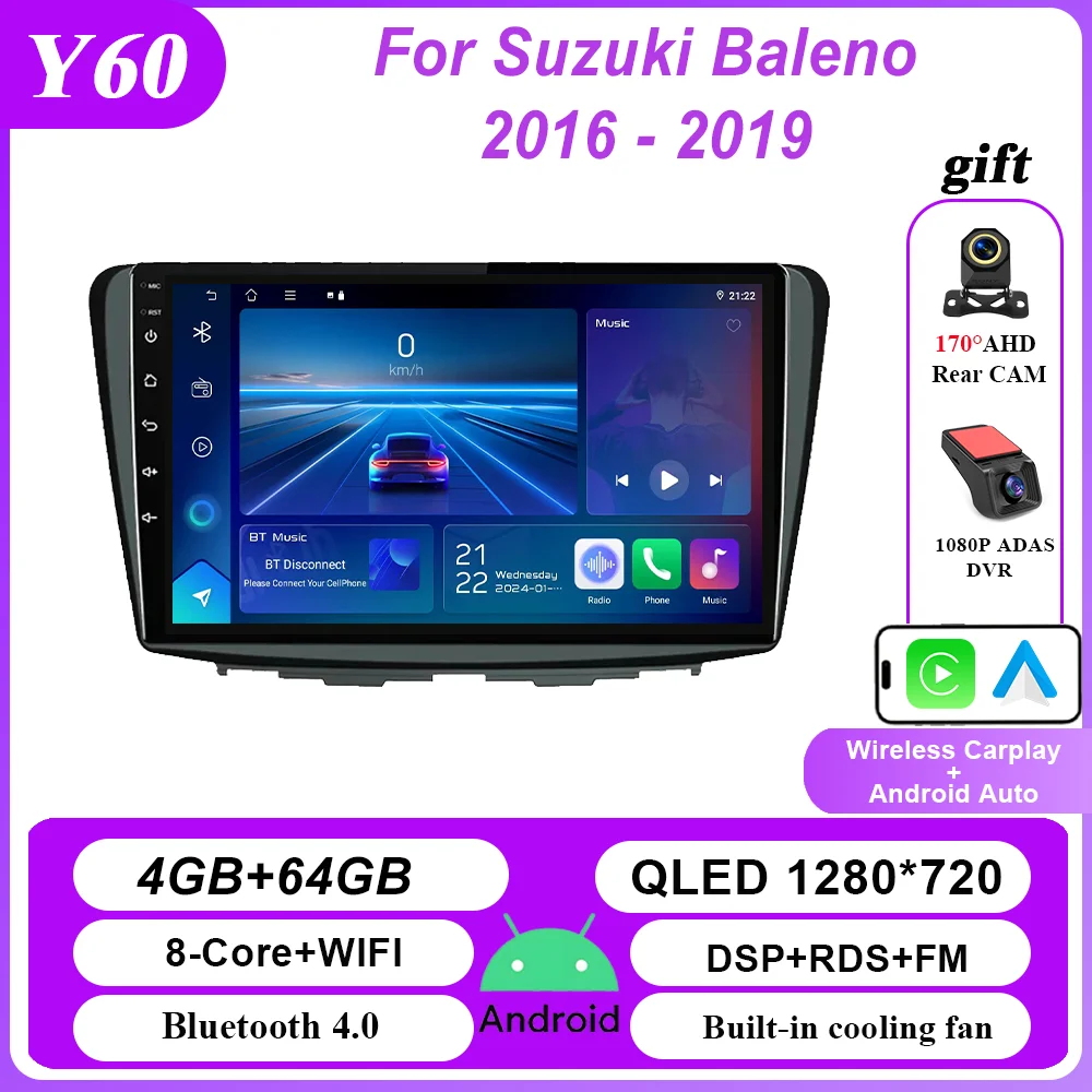 

Android Auto Carplay для Suzuki Baleno 2016 2017 2018 2019, автомобильный мультимедийный радиоплеер, видеоплеер, 4G QLED, сенсорный экран, GPS-навигация