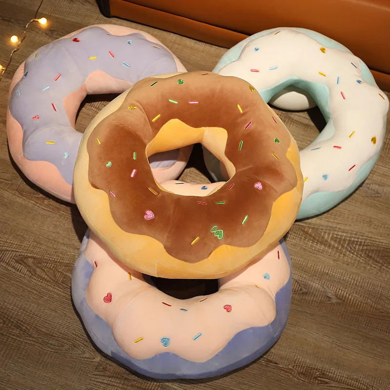 Cute Chocolate Donuts Plush Dolls 3D Simulation Plush Toy Kawaii Baby Pillows Office Soft Cushion Room Decor Doll Gift for Girls