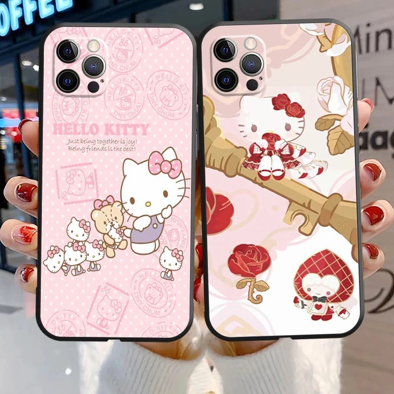 

Hello Kitty Cute Phone Cases For iPhone 11 12 Pro MAX 6S 7 8 Plus XS MAX 12 13 Mini X XR SE 2020 Cases Soft TPU Carcasa