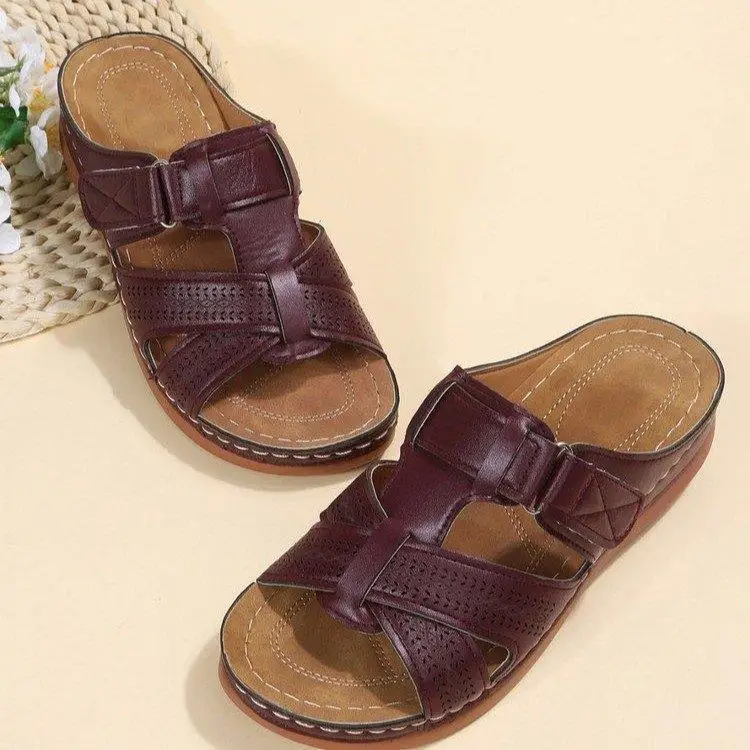 Сандалии женские на танкетке ортопедические босоножки высокой винтажные