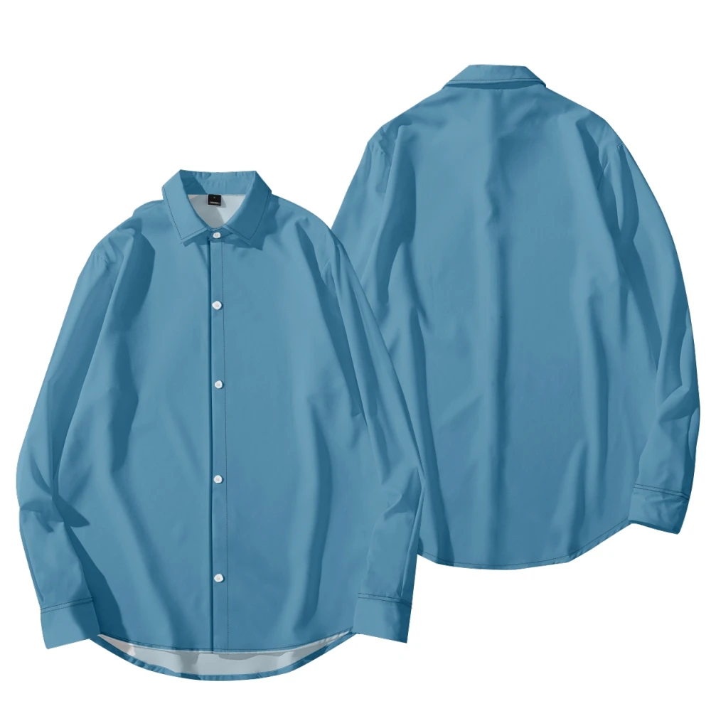 

Blue casual loose spring and fall long sleeve shirts for men and women