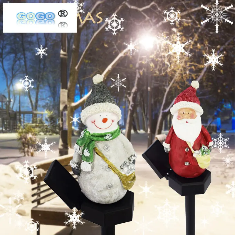 

Садовый светильник на солнечной батарее, Рождественское украшение в виде снеговика, Санта-Клауса, водонепроницаемый светодиодный фонарь, уличная лампа для газона, ландшафта