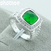 925 sterling silver aaa emerald zircon square ring for women engagement wedding charm fashion party jewelry gift