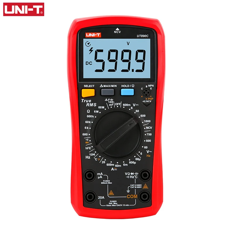UNI-T Multimeter Digital Tester UT890C Manual Range Capacitance Fuse Blowing Alarm NCV Test Temperature AC DC Current Test