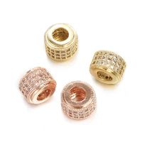 3pcslot 9x9mm basic spacer beads diy metal bead brass micro pave cz zircon charm beads for men jewelry bracelet wholesale