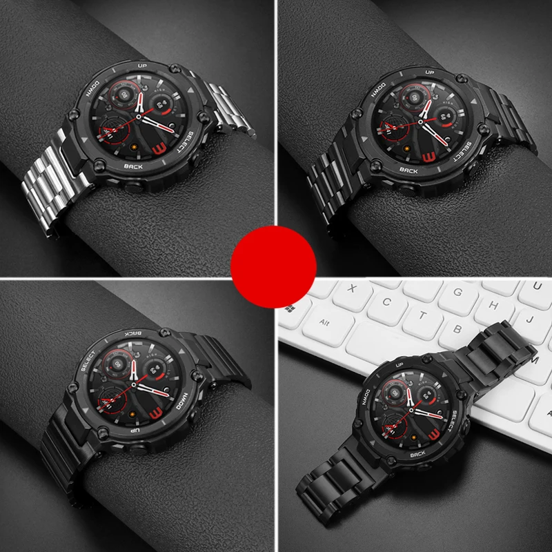 Luxury Stainless Steel Strap For Amazfit T-Rex T 2 Rex Pro Smart Watch Band Metal Wrist Belt For Xiaomi Amazfit Trex 2 Correa