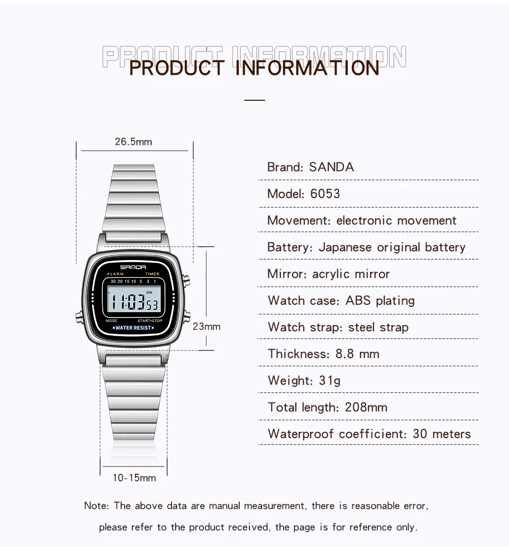 SANDA Fashion Sports Watch Multifunctional Women Electronic Watch 2023 Brand New Genuine Watches Luminous Waterproof Quartz 6053 enlarge