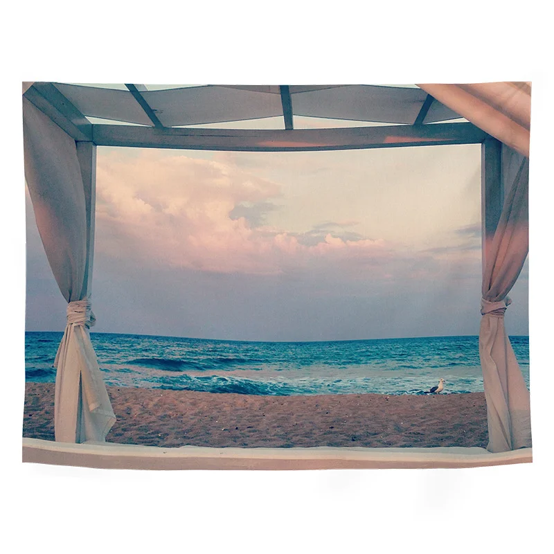 Красивый гобелен с изображением Морского Пейзажа лодкой украшение для стен дома