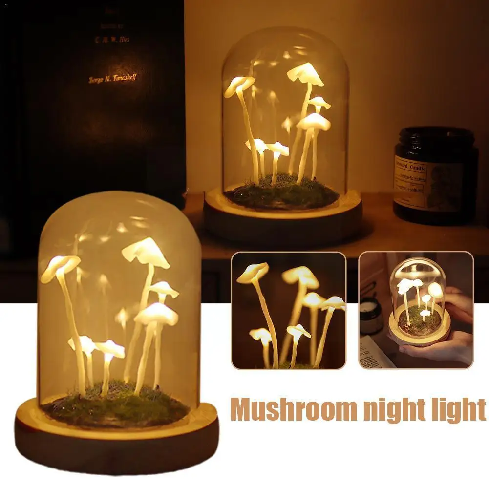 

Led Room Decor Lights DIY Lamp Tulip Flowers Mushroom Night Agaric Bedroom New Year Christmas Material Nightlight Gift For Y1I4