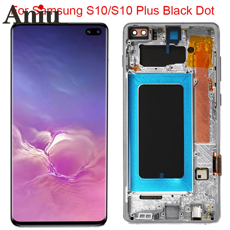 

Маленький точечный S10 Plus дисплей для Samsung Galaxy S10 ЖК-дисплей с рамкой Super AMOLED Galaxy S10 Plus G975A G973F ЖК-сенсорный экран