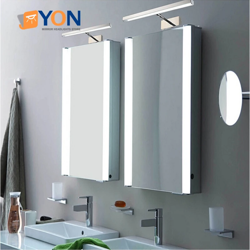 

Bathroom Mirror Light LED Mirror Headlight Telescopic 180° Up and Down Rotation Anti-fog Bathroom Wall Lamp Silver AC110-240V