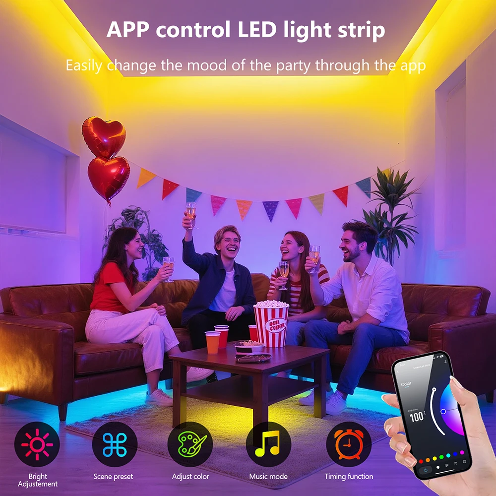 Фото Водонепроницаемая светодиодная лента RGB COB IP68, Wi-Fi, Bluetooth-совместимый пульт дистанционного управления, комплект питания 12 В, 576 светодиодов, гибкая силиконовая трубка, лампа №4