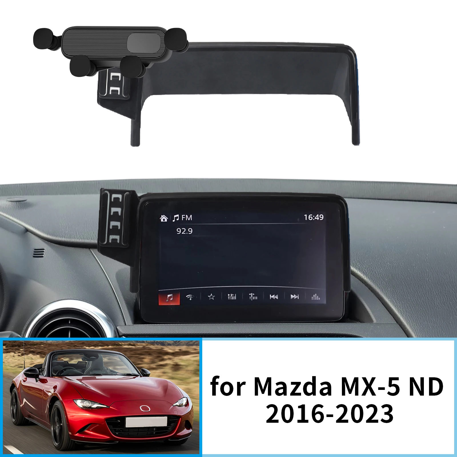Фото Автомобильный держатель мобильного телефона для Mazda MX-5 2016-2023 ND MX5 Miata Roadster GPS кронштейн навигационная подставка автоаксессуары №1