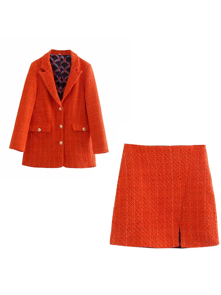 

Nlzgmsj ZBZA Women 2022 Autumn Winter Sets Female Blazer For Women Suits Skirt Elegant France Style Suit Two-piece Set